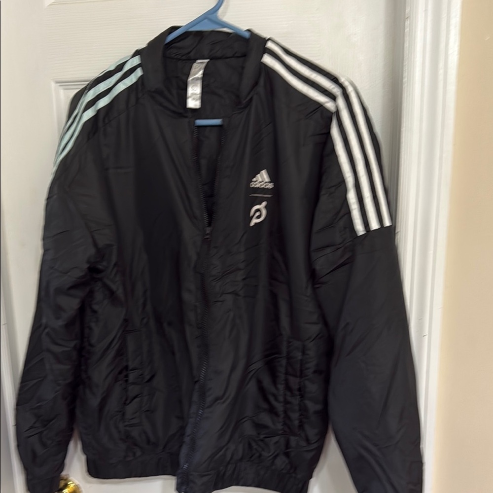 Adidas Black Jacket with White Stripes